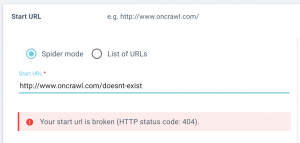 Oncrawl start URL feedback