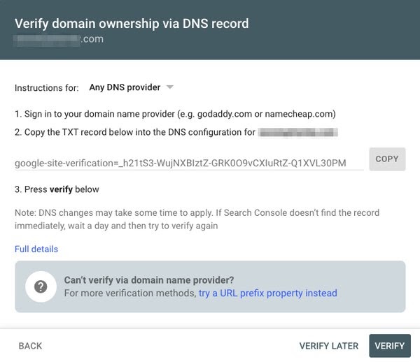 Verify domain