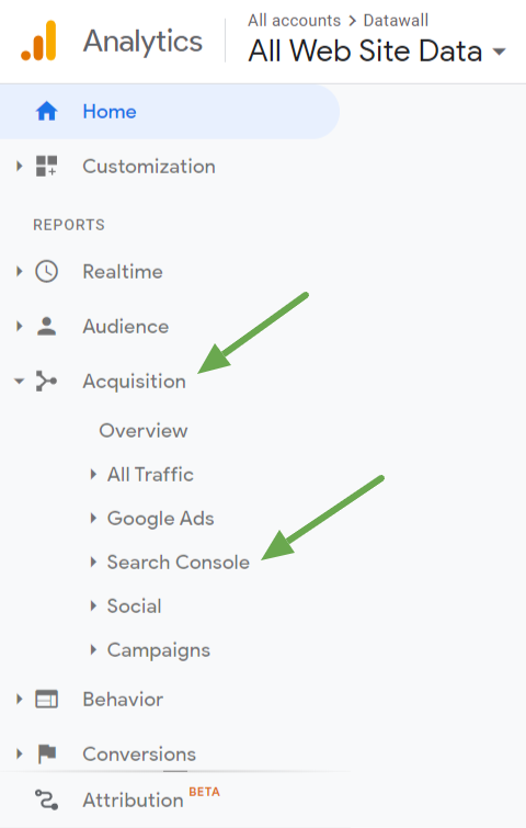 Google Analytics access Search Console