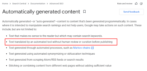 Google’s Automatically Generated Content