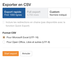 CSV export