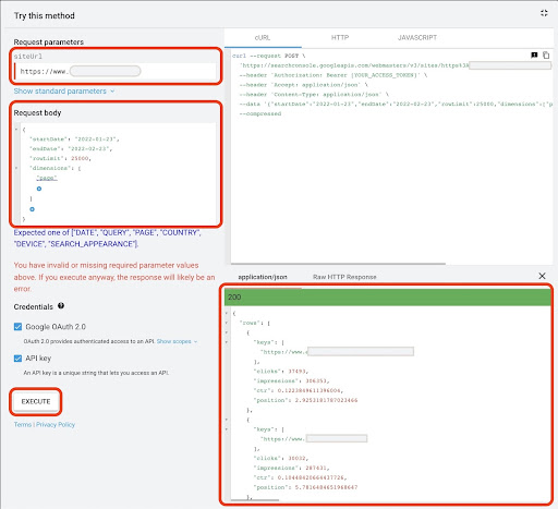 Google API Interface