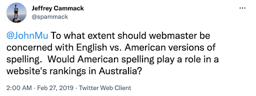 John Mueller explains that UK English and US English are the same for SEO.
