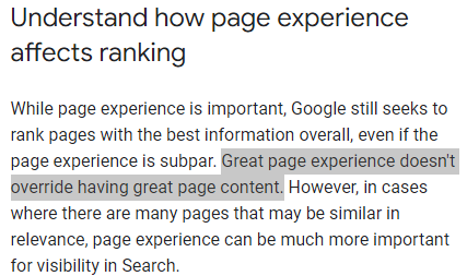 Understand how page experience affects ranking