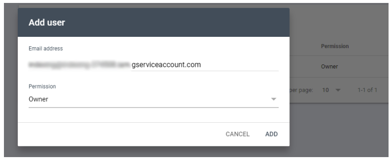 Adding an email to Search Console