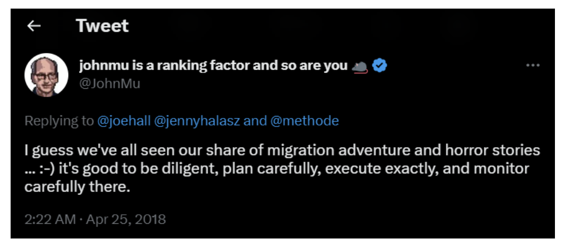 John Mueller Tweet_site migration