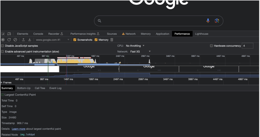 Google LCP on Fast 3G Google LCP on Fast 3G