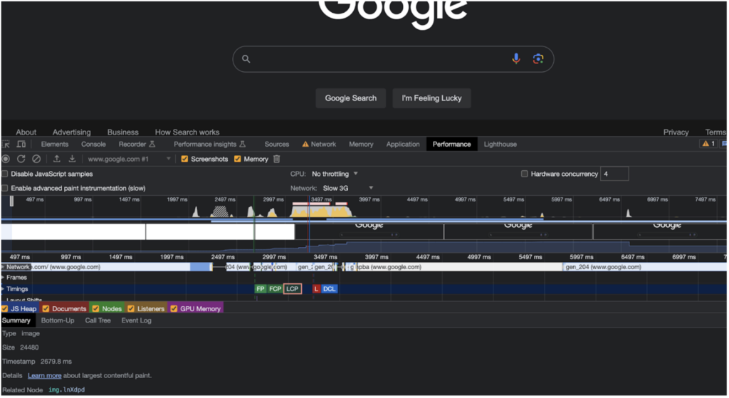 Google LCP on Slow 3G Google LCP on Slow 3G