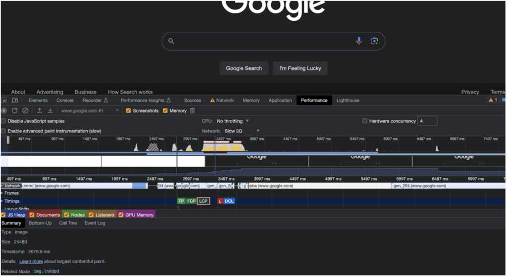 Google LCP on Slow 3G