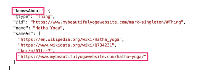 knowsAbout schema markup