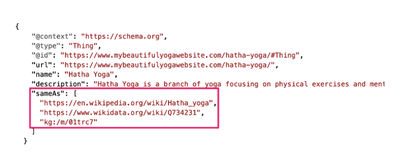 sameAs schema markup