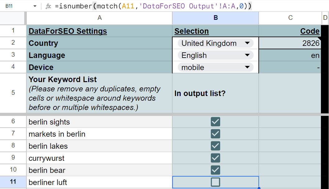 Figure 10 - new feature request in “DataForSEO Settings” for Version 3 of SERP API script