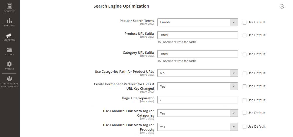 magento canonical settings magento canonical settings