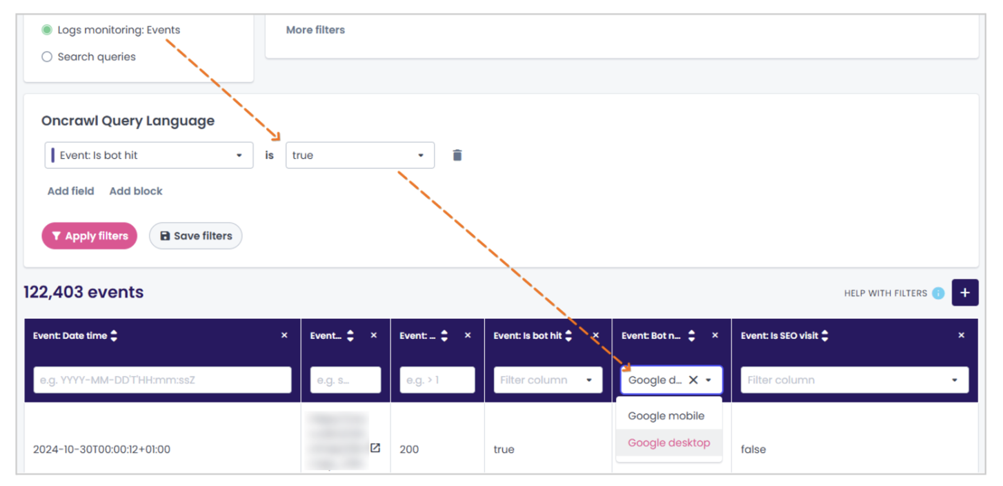 Oncrawl filters_srsltid analysis 3
