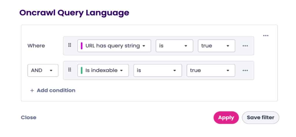 Selecting filters in OQL