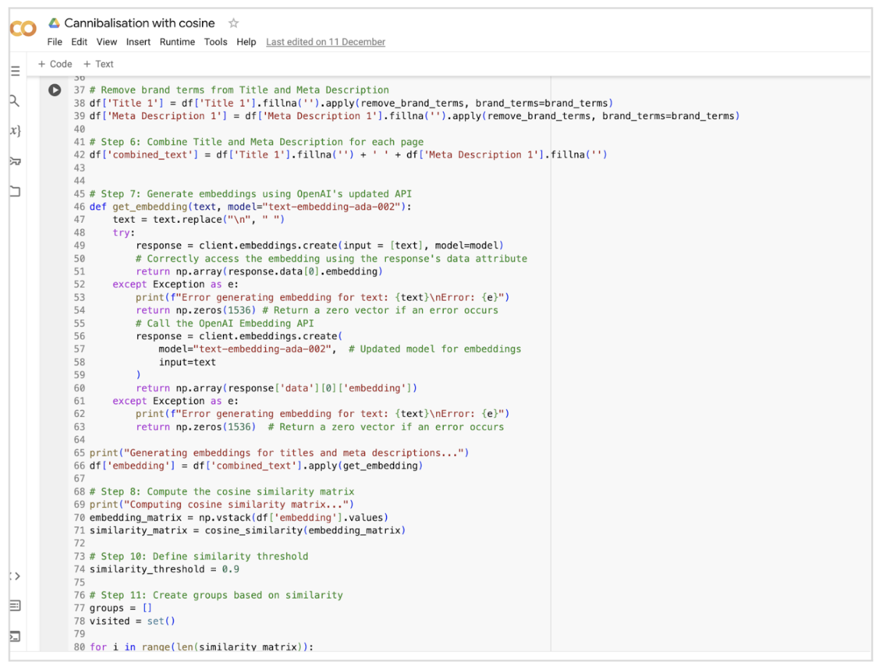 Cannibalization with cosine