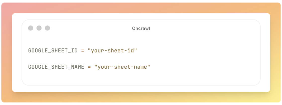 Google sheet config_step 1 Google sheet config_step 1